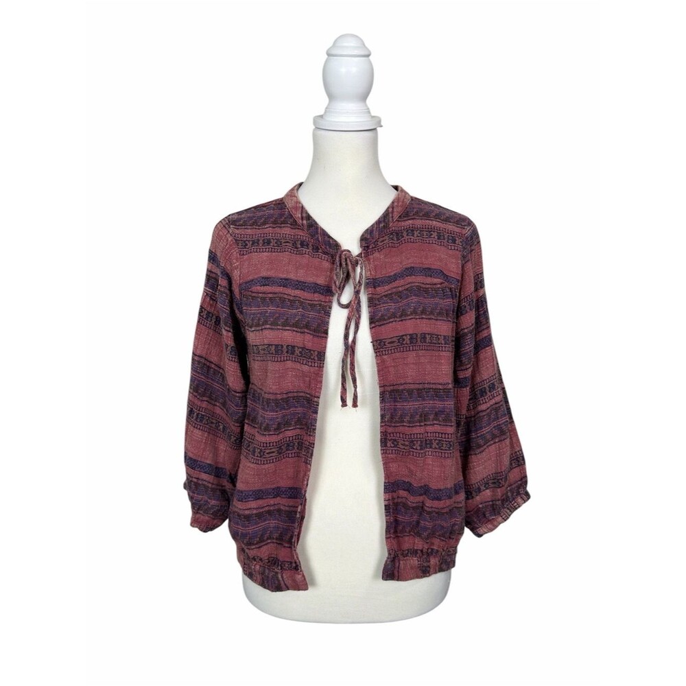 Gimmicks Cotton Gauze Open Front Cardigan Size S Boho Tie Front Lightweight Top